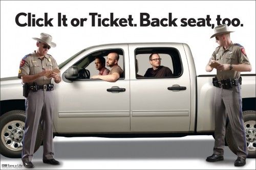 Click it or Ticket. Back seat, too.